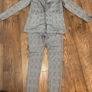 Fashion Nova Gray Checkered Pantsuit